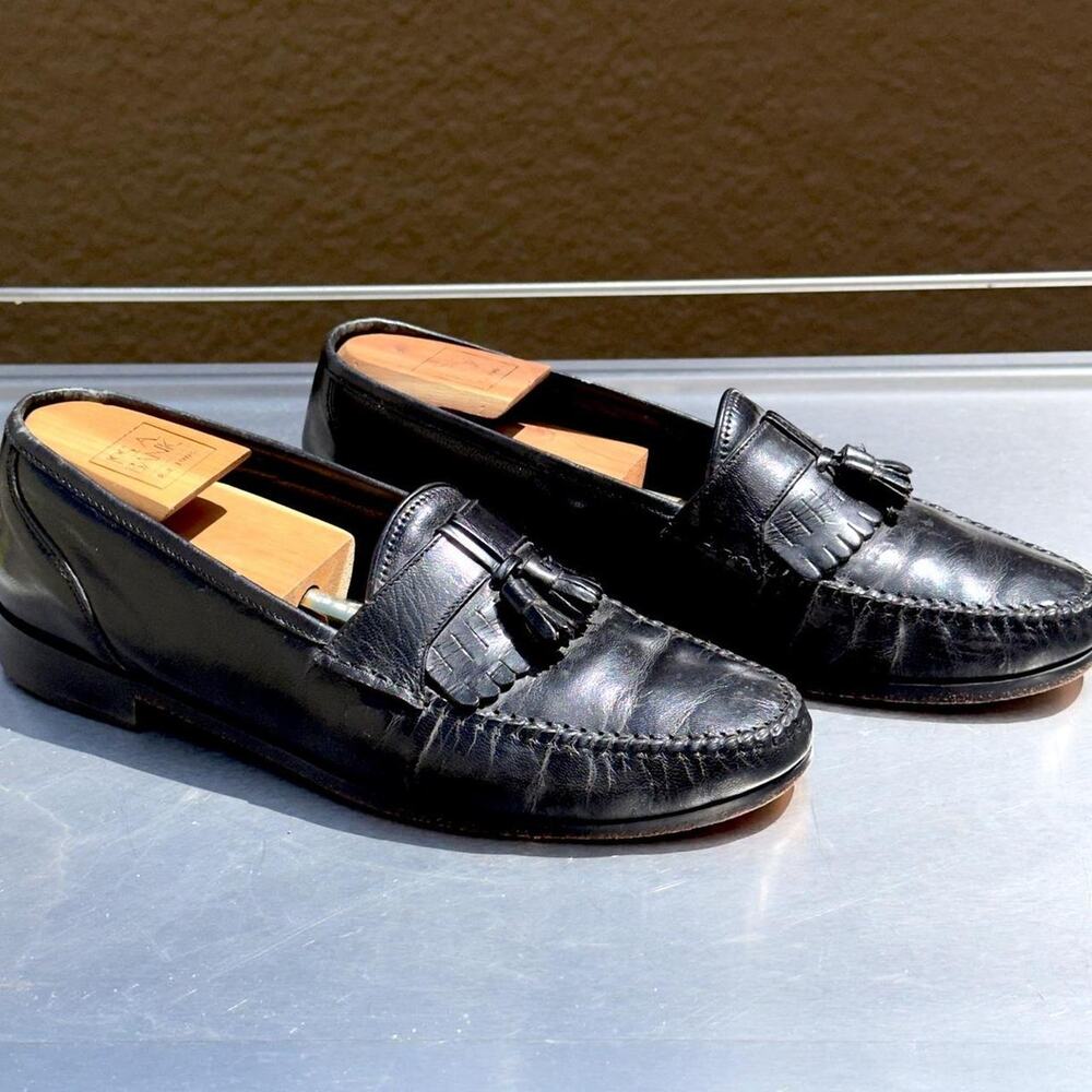 Towncraft Black Leather Loafers with Tassel - Size 9 D